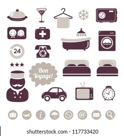 Hotel and room service icons set