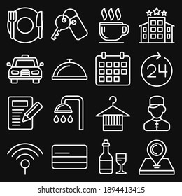 Hotel Room Service Related Icon Set. Line Style Vector Illustration