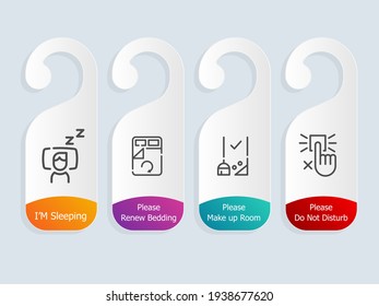 hotel room services label with icons vector illustration 