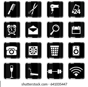 hotel room services vector icons for user interface design