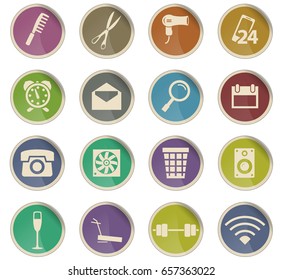 hotel room services vector icons for user interface design
