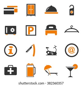 Hotel room simple icons for web and user interfaces