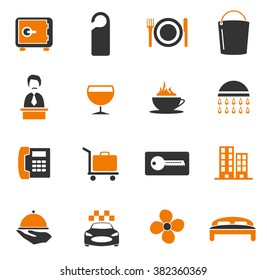 Hotel room simple icons for web and user interfaces