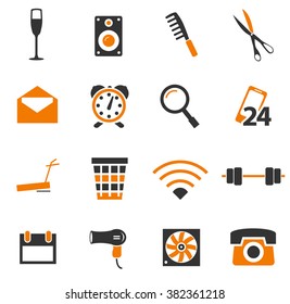 Hotel room simple icons for web and user interfaces