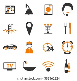 Hotel room simple icons for web and user interfaces
