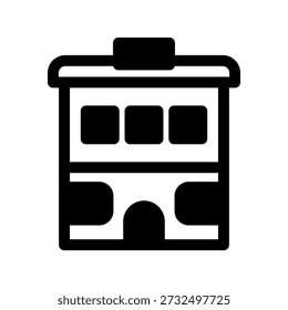 Hotel room solid line illustration of a road trip icon