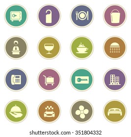 Hotel room stickers label icon set