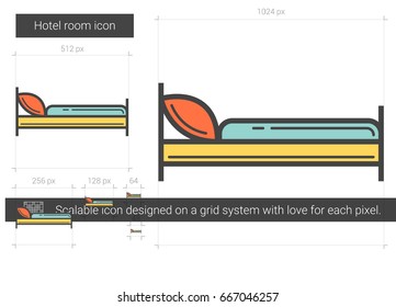 Hotel room vector line icon isolated on white background. Hotel room line icon for infographic, website or app. Scalable icon designed on a grid system.