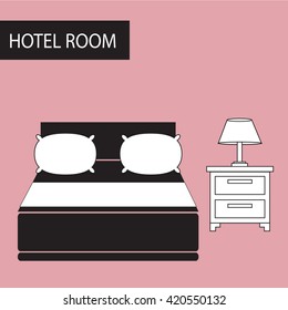 hotel room,double bed, web icon. vector design