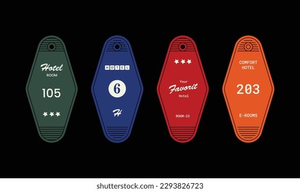 Hotel Rooms Key Chain Vector Template