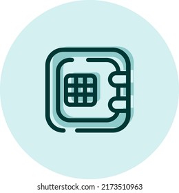 Hotelsafe, Vektorgrafik auf weißem Hintergrund.