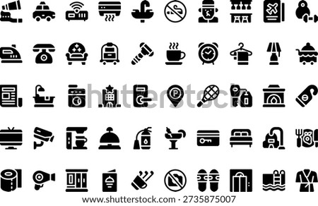 Hotel Service And Accommodation Icons Icons collection is a vector illustration with editable stroke.