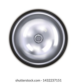 Hotel service bell silver color. Top view. Vector illustration isolated on white background.