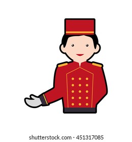 Hotel service concept represented by bellboy icon. Isolated and flat illustration 