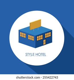 hotel, service desing over bllue  background, vector illustration