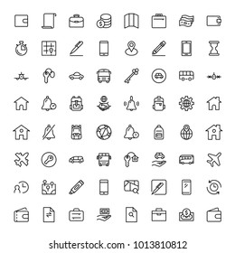 Hotel service flat icon set. Single high quality outline symbol of info for web design or mobile app. Thin line signs for design logo, visit card, etc. Outline logo of graphic hotel service 