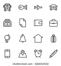 Hotel service flat icon set. Single high quality outline symbol of info for web design or mobile app. Thin line signs for design logo, visit card, etc. Outline logo of graphic hotel service 