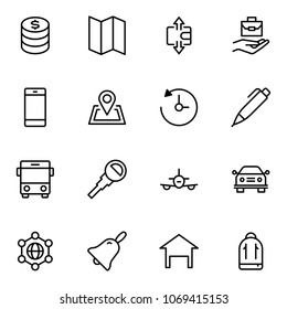 Hotel service flat icon set. Single high quality outline symbol of info for web design or mobile app. Thin line signs for design logo, visit card, etc. Outline logo of graphic hotel service 