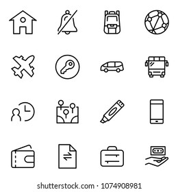 Hotel service flat icon set. Single high quality outline symbol of info for web design or mobile app. Thin line signs for design logo, visit card, etc. Outline logo of graphic hotel service 