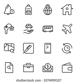 Hotel service flat icon set. Single high quality outline symbol of info for web design or mobile app. Thin line signs for design logo, visit card, etc. Outline logo of graphic hotel service 