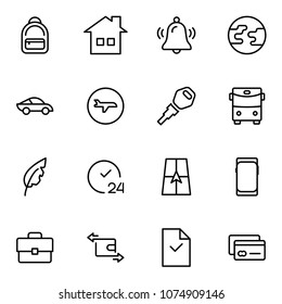 Hotel service flat icon set. Single high quality outline symbol of info for web design or mobile app. Thin line signs for design logo, visit card, etc. Outline logo of graphic hotel service 