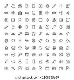 Hotel service flat icon set. Single high quality outline symbol of info for web design or mobile app. Thin line signs for design logo, visit card, etc. Outline logo of graphic hotel service 