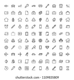Hotel service flat icon set. Single high quality outline symbol of info for web design or mobile app. Thin line signs for design logo, visit card, etc. Outline logo of graphic hotel service 