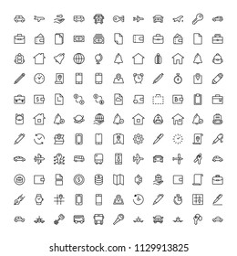 Hotel service flat icon set. Single high quality outline symbol of info for web design or mobile app. Thin line signs for design logo, visit card, etc. Outline logo of graphic hotel service 