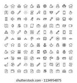 Hotel service flat icon set. Single high quality outline symbol of info for web design or mobile app. Thin line signs for design logo, visit card, etc. Outline logo of graphic hotel service 