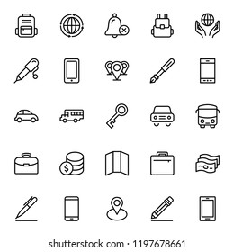 Hotel service flat icon set. Single high quality outline symbol of info for web design or mobile app. Thin line signs for design logo, visit card, etc. Outline logo of graphic hotel service 