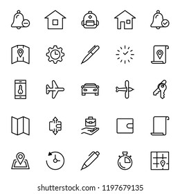 Hotel service flat icon set. Single high quality outline symbol of info for web design or mobile app. Thin line signs for design logo, visit card, etc. Outline logo of graphic hotel service 