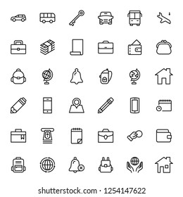 Hotel service flat icon set. Single high quality outline symbol of info for web design or mobile app. Thin line signs for design logo, visit card, etc. Outline logo of graphic hotel service 