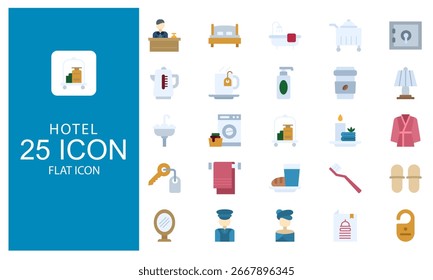 Hotel service Flat icon set. Icon Vector vacations and holiday symbol in flat design style.