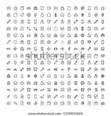 Hotel service flat icon set. Single high quality outline symbol of info for web design or mobile app. Thin line signs for design logo, visit card, etc. Outline logo of graphic hotel service 