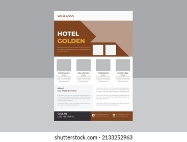 Hotel service flyer template, Best hotel service flyer template design, hotel flyer  poster leaflet design. cover, poster, a4 size, brochure, flyer, print ready
