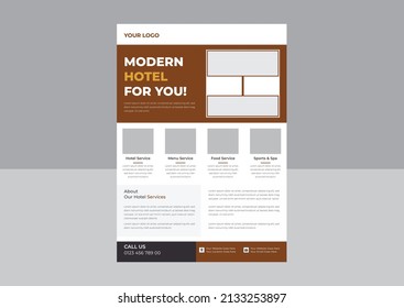 Hotel service flyer template, Best hotel service flyer template design, hotel flyer  poster leaflet design. cover, poster, a4 size, brochure, flyer, print ready
