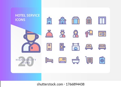 Hotel service icon pack isolated on white background. for your web site design, logo, app, UI. Vector graphics illustration and editable stroke. EPS 10.