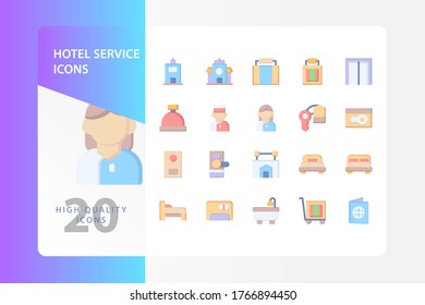 Hotel service icon pack isolated on white background. for your web site design, logo, app, UI. Vector graphics illustration and editable stroke. EPS 10.