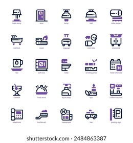 Hotel Service icon pack for your website, mobile, presentation, and logo design. Hotel Service icon dual tone design. Vector graphics illustration and editable stroke.