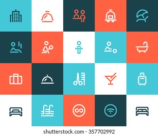 Hotel service icons. Flat style