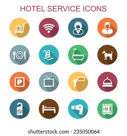 hotel service icons, flat vector symbols