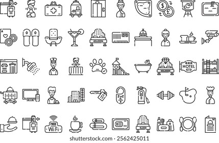 Hotel service icons High-Quality Vector Icons Collection with Editable Stroke. Ideal for Professional and Creative Projects.