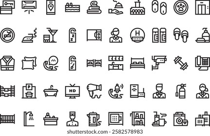 Hotel service icons High-Quality Vector Icons Collection with Editable Stroke. Ideal for Professional and Creative Projects