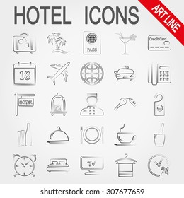 Hotel Service.  Icons set for web and mobile application. Vector illustration on a white background.