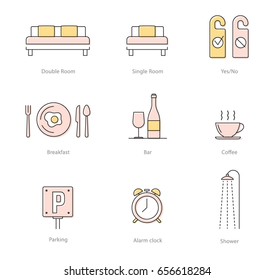 Hotel service icons vector set isolated on white background