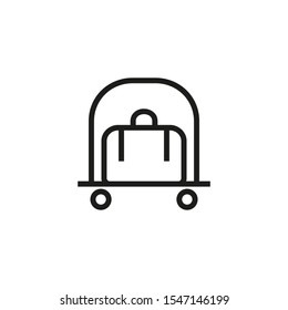 Hotel service line icon. Suitcase, luggage cart, baggage. Hotel concept. Vector illustration can be used for topics like hotel business, tourism, service industry