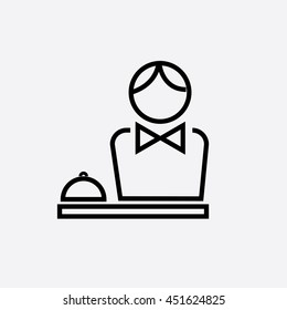 Hotel service outline icon.  Hotel  reception illustration. Hotel administrator outline icon. 