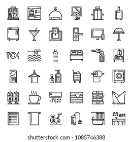 Hotel Service outline icons, isolated on white background