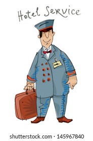 hotel service - porter - cartoon