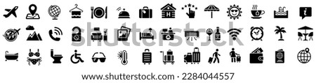 Hotel service, Simple hotel icons set, Vector icon design. Tour and travel icon set